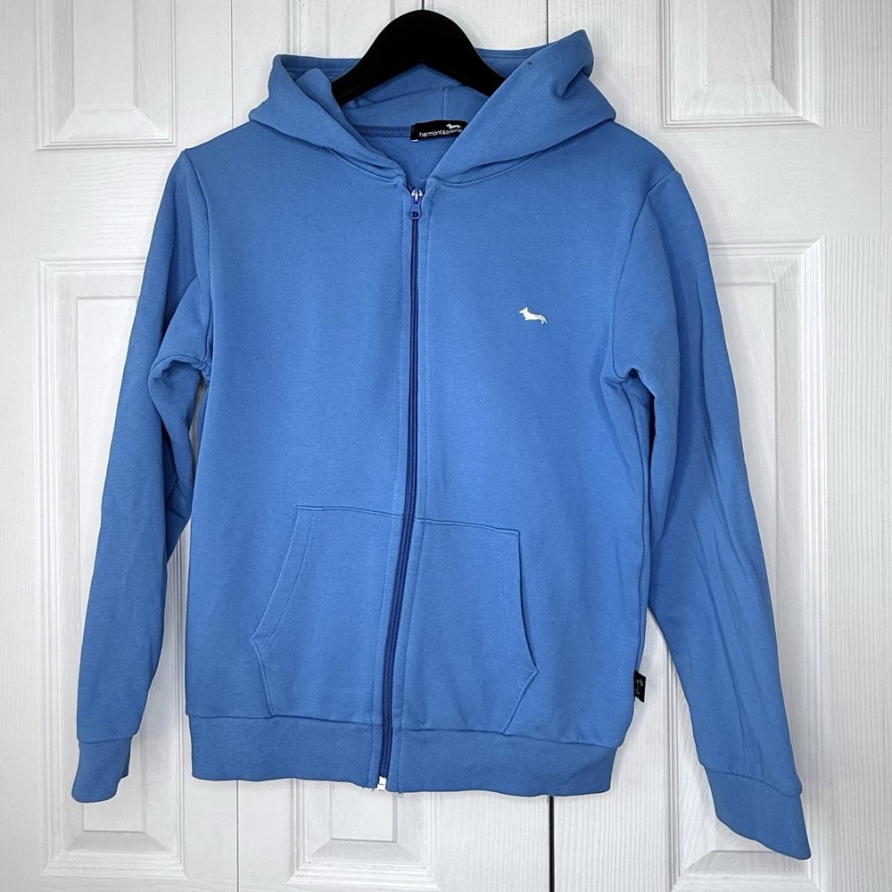 Harmont & Blaine Boys Full Zip Blue Hoodie Sweatshirt Size 13 14 Yrs Embroidered